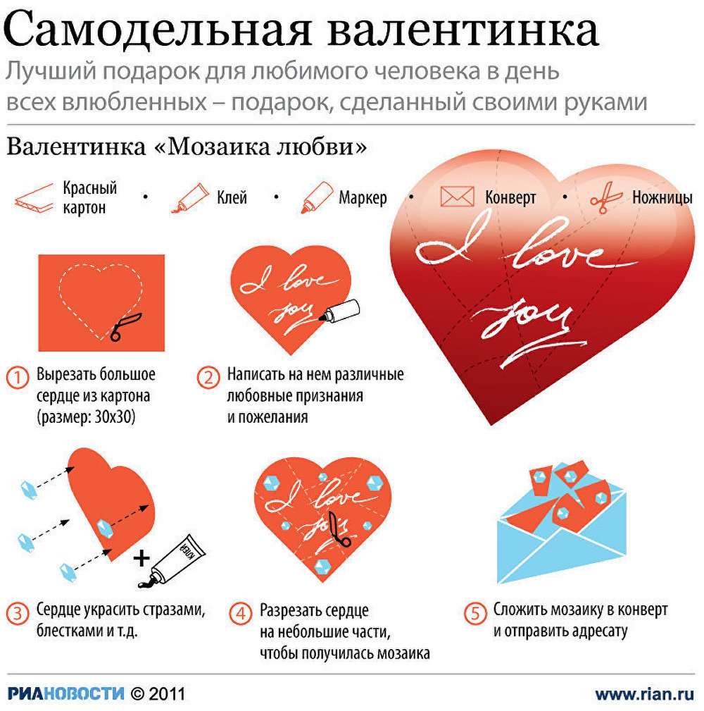 Самодельная Валентинка на 14 февраля, идея от Риа-Новости